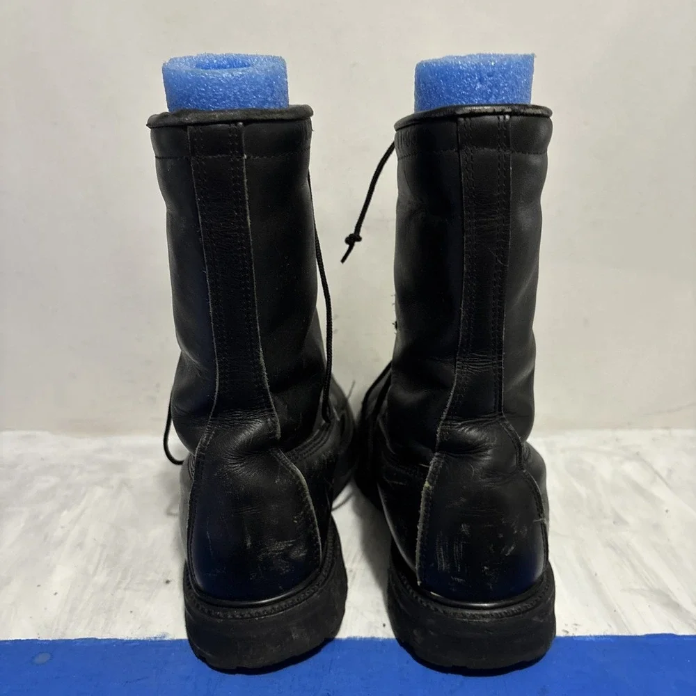 Unbranded Black Leather Combat Boots Vibram Sole Tactical Mens 8.5 XW